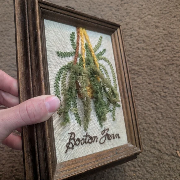 Frame Denim Green and Yellow Textile Botanical Wall Hanging - Picture 3 of 5